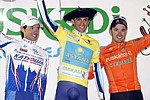 Das Siegerpodest der Vuelta al Pais Vasco 2009: Colom, Contador, Sanchez